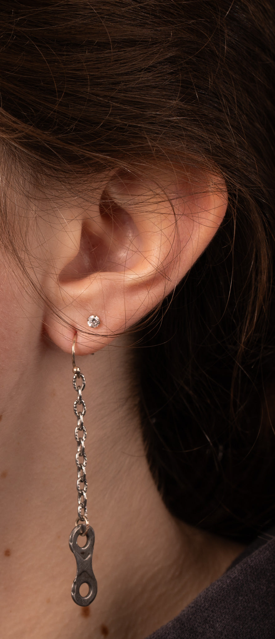 Upcycled bike chain earrings pair #7
