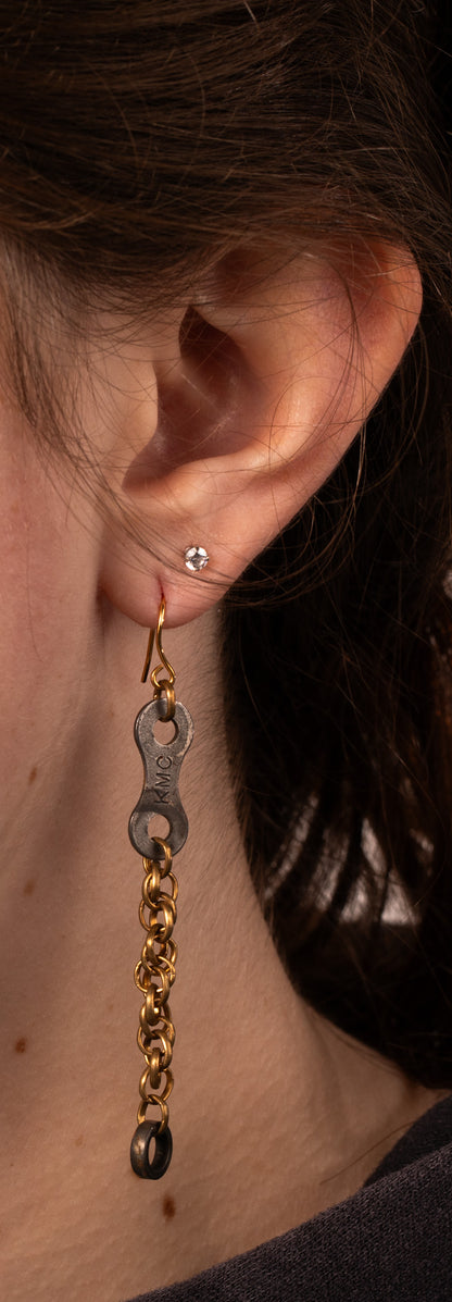 Upcycled bike chain earrings pair #2