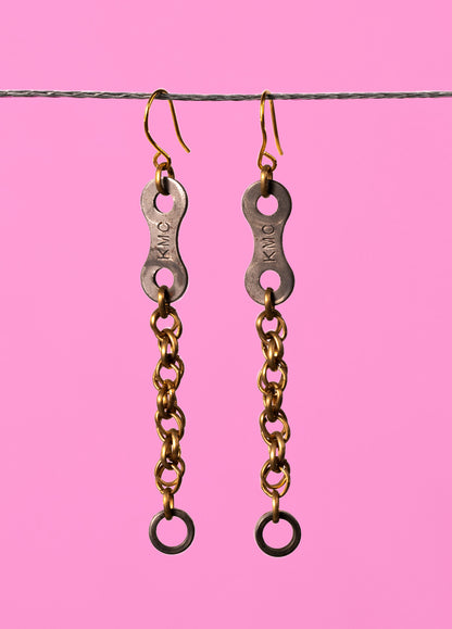 Upcycled bike chain earrings pair #2