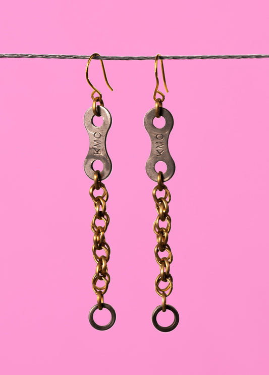 Upcycled bike chain earrings pair #2