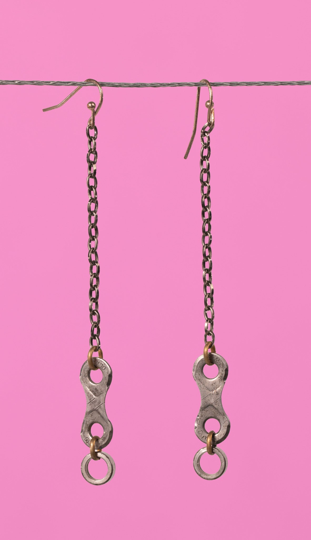 Upcycled bike chain earrings pair #3