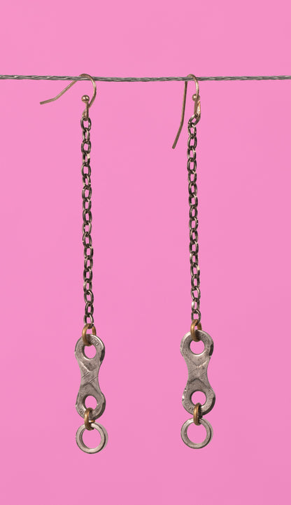 Upcycled bike chain earrings pair #3
