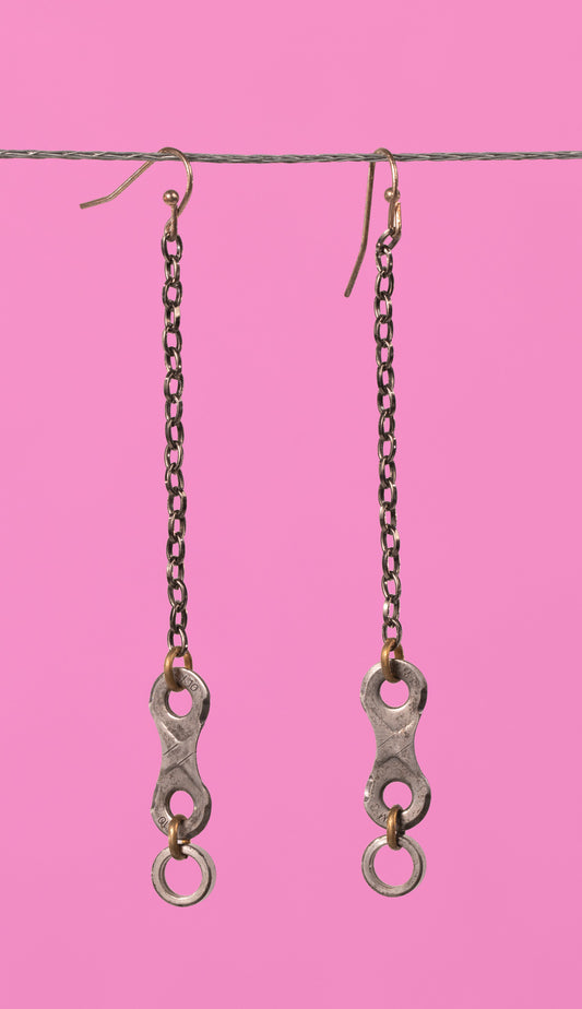 Upcycled bike chain earrings pair #3