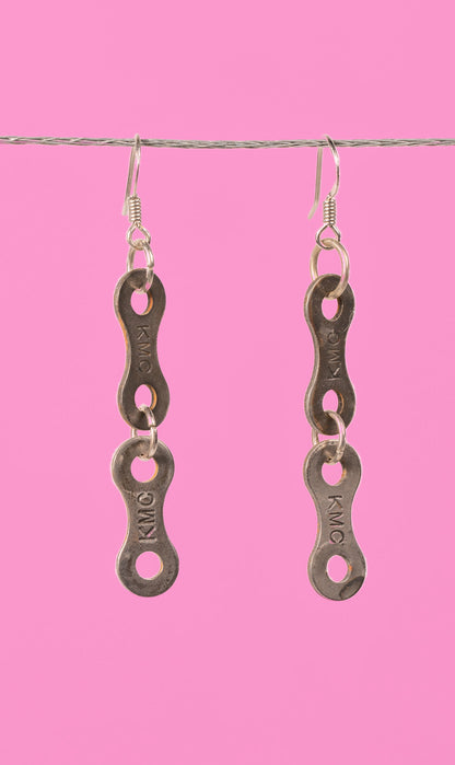 Upcycled bike chain earrings pair #4