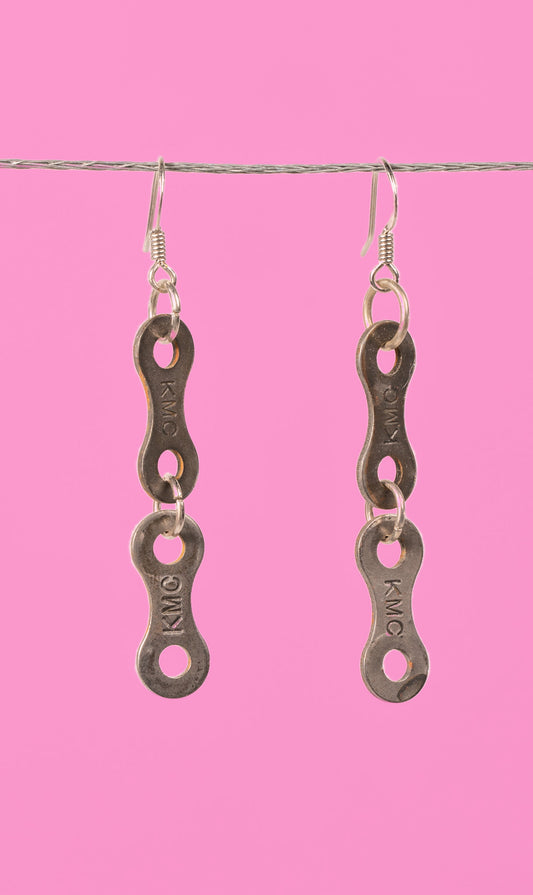 Upcycled bike chain earrings pair #4