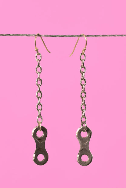 Upcycled bike chain earrings pair #5