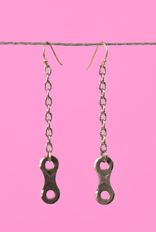 Upcycled bike chain earrings pair #5