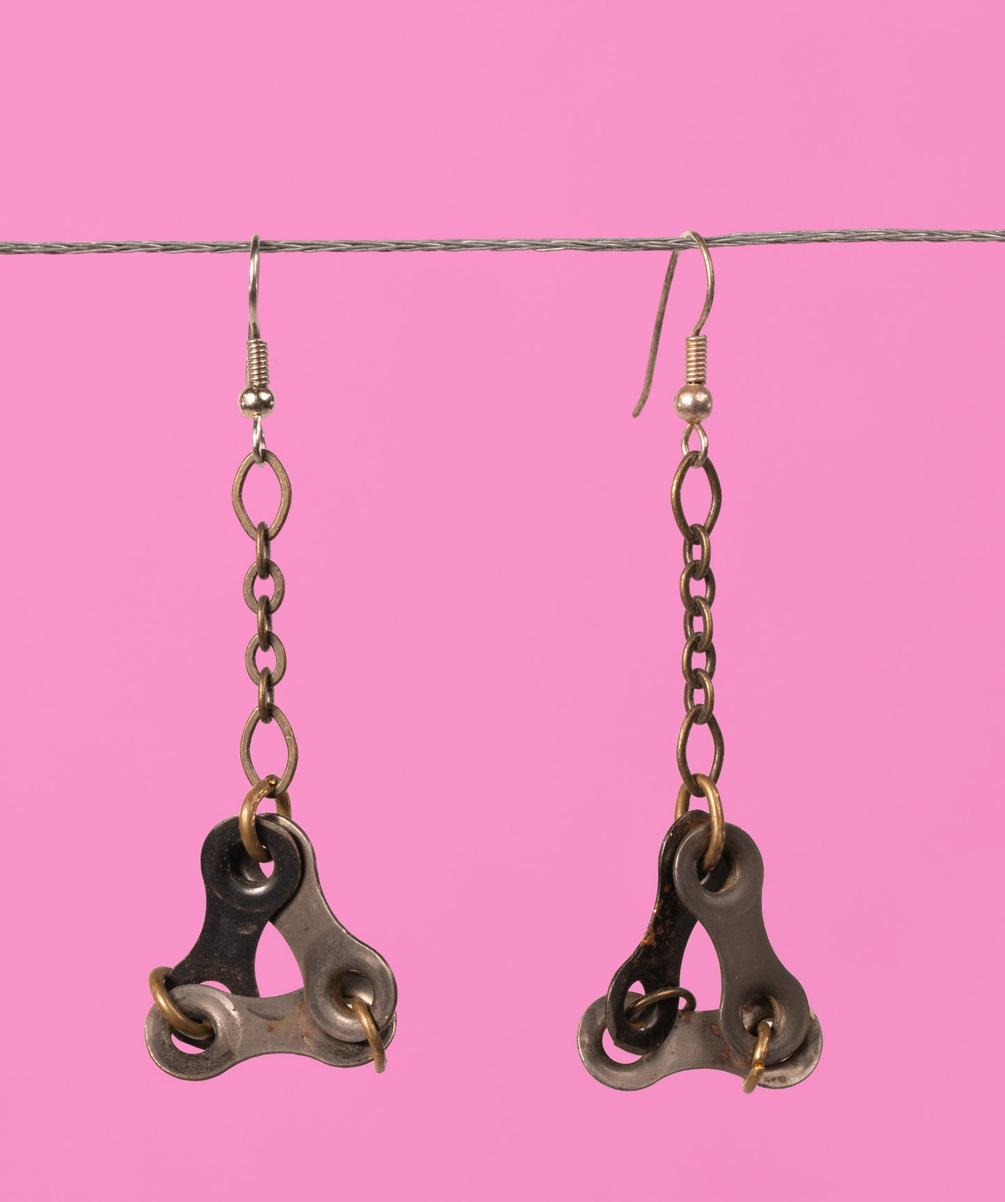 Upcycled bike chain earrings pair #6