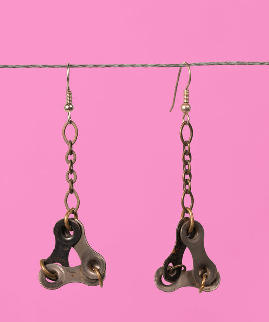 Upcycled bike chain earrings pair #6