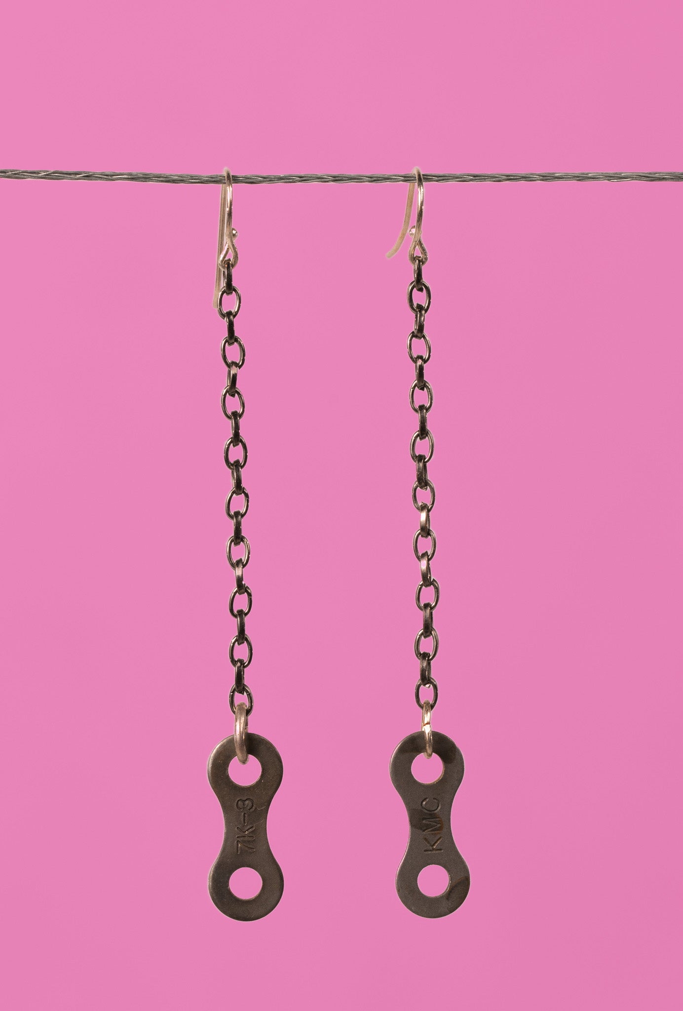Upcycled bike chain earrings pair #7