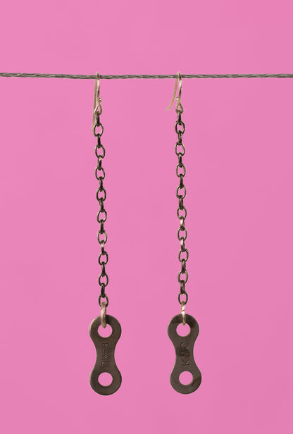 Upcycled bike chain earrings pair #7